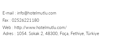 Hotel Mtlu telefon numaralar, faks, e-mail, posta adresi ve iletiim bilgileri